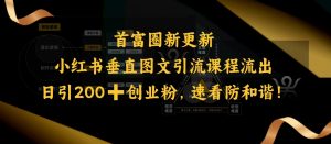 小红书垂直图文引流课程流出,日引200+创业粉,速看防和谐-互联网资源大全网