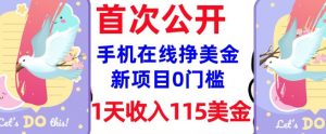在线挣美金新项目,0门槛,1天收入115美刀,无脑操作,真正被动收入-互联网资源大全网