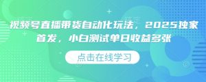 视频号直播带货自动化玩法，2025独家首发，小白测试单日收益多张【揭秘】-互联网资源大全网