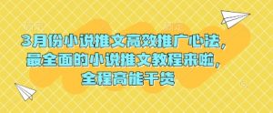 3月份小说推文高效推广心法,最全面的小说推文教程来啦,全程高能干货-互联网资源大全网