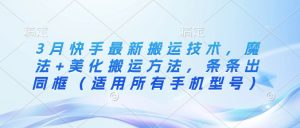 3月快手最新搬运技术，魔法+美化搬运方法，条条出同框（适用所有手机型号）-互联网资源大全网