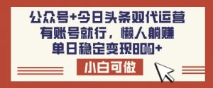 公众号+今日头条双代运营,有账号就行,单日稳定变现8张【揭秘】-互联网资源大全网