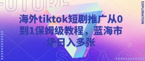 海外tiktok短剧推广从0到1保姆级教程,蓝海市场日入多张-互联网资源大全网