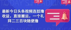 最新今日头条视频连怼撸收益,直接搬运,一个礼拜二三百块随便撸-第一资源库