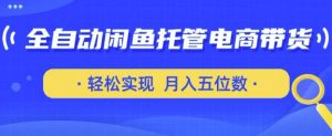 全自动闲鱼托管式电商带货,只需一部安卓手机和一个闲鱼号,轻松实现月入五位数【揭秘】-第一资源库