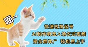 快速吸粉起号，AI制作萌宠入场仪式视频，受众群体广，轻松易上手-互联网资源大全网