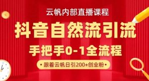 【云帆内部直播课】抖音最新自然模版引流玩法,单号单日引300+精准创业粉-互联网资源大全网