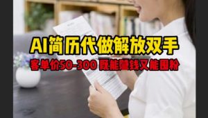 AI简历代做解放双手,客单价50-300不等,既能挣钱又能囤粉-互联网资源大全网