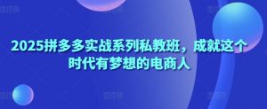 2025拼多多实战系列私教班,成就这个时代有梦想的电商人-互联网资源大全网