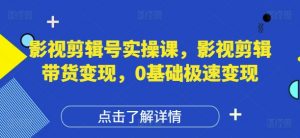 影视剪辑号实操课,影视剪辑带货变现,0基础极速变现-互联网资源大全网