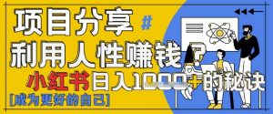 小红书日入1k+?揭秘人性洞察力,小白3分钟上手,点赞爆棚!-第一资源库