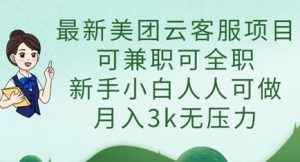 最新美团云客服项目,可兼职可全职,新手小白人人可做,月入3k无压力-互联网资源大全网