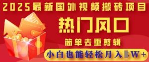 2025最新视频搬砖项目,热门风口,简单去重剪辑,小白也能轻松月入过W-互联网资源大全网