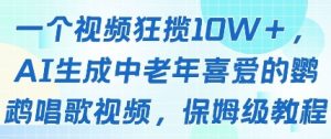 一个视频狂揽10W+点赞,AI生成中老年喜爱的鹦鹉唱歌视频,保姆级教程,轻松挣取创作者分成-互联网资源大全网
