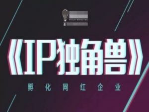 IP独角兽，孵化网红企业，ip教程-互联网资源大全网