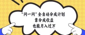问一问全自动分成计划,靠分成收益也能月入过1W【揭秘】-互联网资源大全网