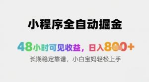 小程序全自动掘金,48小时可见收益,日入8张+长期稳定靠谱,小白宝妈轻松上手【揭秘】-互联网资源大全网