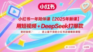 小红书一年陪伴课【2025年新课】，用短视频+deepSeek打爆款，史上最干货的小红书店铺爆款课程-互联网资源大全网