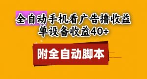 全自动看广告撸收益,单设备收益40+,可矩阵,附脚本,小白必选【揭秘】-第一资源库