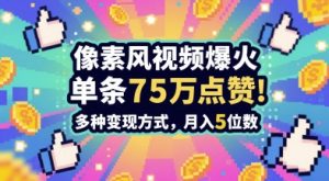 3分钟做出孤独感拉满的素风插画视频,单条点赞75W,谁发谁火系列,多种变现方式,月入5位数-互联网资源大全网