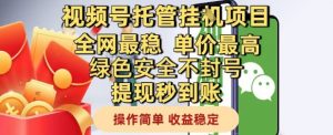 视频号托管挂G项目全网最稳，单价最高，绿色安全不封号提现秒到账，操作简单，收益稳定【揭秘】-互联网资源大全网