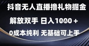 抖音无人直播撸礼物掘金,解放双手,日入1k,0成本纯利,无基础可上手【揭秘】-互联网资源大全网