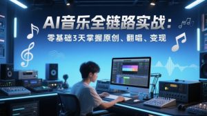 AI音乐全链路实战变现课:零基础3天掌握原创、翻唱、变现-互联网资源大全网