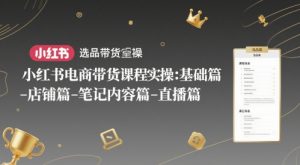 小红书电商带货课程实操：基础篇-选品篇-店铺篇-笔记内容篇-直播篇-互联网资源大全网