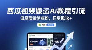西瓜视频搬运AI教程引流高质量创业粉，日变现1k+【揭秘】-互联网资源大全网