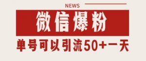 微信爆粉,私域暴力引流打法日引千粉 单号日进50+【揭秘】-互联网资源大全网