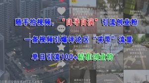 随手拍视频,自导自演引流创业粉, 一条视频引爆评论区“求带”流量,单日引流100+精准创业粉-互联网资源大全网