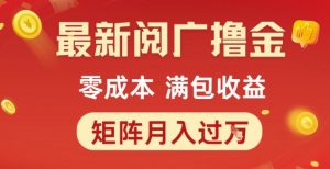 最新阅广撸金项目，零成本满包收益，可矩阵操作，月入过1W【揭秘】-互联网资源大全网