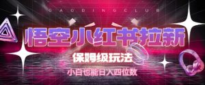 悟空小红书拉新，保姆级玩法，小白也能日入四位数-互联网资源大全网