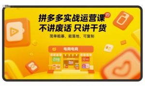 拼多多实战运营课,不讲废话只讲干货,简单粗暴,能落地,可复制-互联网资源大全网