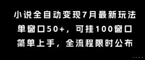 小说全自动变现7月玩法，单窗口50+，可挂100窗口，简单上手，全流程限时公布【揭秘】-互联网资源大全网
