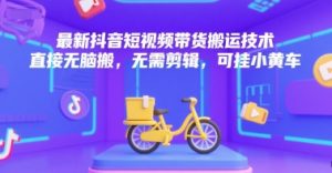最新抖音短视频带货搬运技术，直接无脑搬，无需剪辑，可挂小黄车-互联网资源大全网