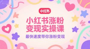 小红书涨粉变现实操课，最快速度带你涨粉变现-互联网资源大全网