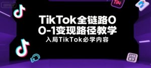 TikTok全链路0-1变现路径教学,入局TikTok必学内容-互联网资源大全网
