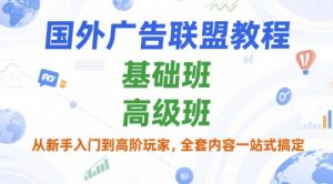 国外广告联盟教程,基础班和高级班,从新手入门到高阶玩家,全套内容一站式搞定-互联网资源大全网