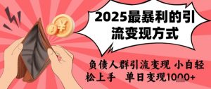2025年最暴利的引流变现方式,负债人群引流变现,小白轻松上手,日入1k-互联网资源大全网