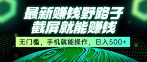 最新野路子截屏就能挣钱，无门槛，手机就能操作，日入5张【揭秘】-互联网资源大全网