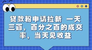 贷款粉申请拉新，一天三张，百分之百的成交率，当天见收益【揭秘】-互联网资源大全网