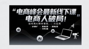 电商峰会最新线下课,电商人破局,如何用AI降本增效,AI应用-全域推广-直播运营-付费流量-第一资源库