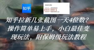 知乎拉新几张截图一天4位数？操作简单易上手，小白最佳变现玩法，附保姆级玩法教程-互联网资源大全网