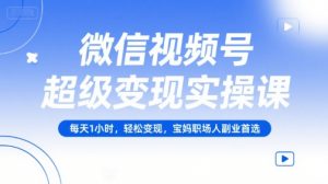 微信视频号超级变现实操课,每天1小时,轻松变现,宝妈职场人副业首选-第一资源库