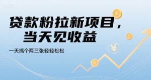 贷款粉拉新项目，当天见收益，一天搞个两三张轻轻松松【揭秘】-互联网资源大全网