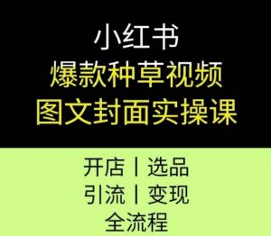 小红书爆款种草视频图文封面实操课，开店、选品、引流、变现全流程-互联网资源大全网