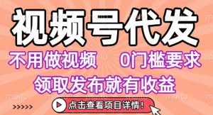 视频号代发，不用剪辑不用做视频，0门槛要求，领取发布就有收益，任务没有无上限，小白轻松上手【揭秘】-互联网资源大全网