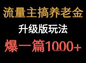 流量主之养老金升级版玩法 爆一篇收益1k+-互联网资源大全网