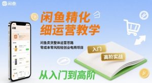 闲鱼精细化运营入门+高阶实战教学，闲鱼卖货整体运营思路，零成本零风险轻创业电商项目-第一资源库